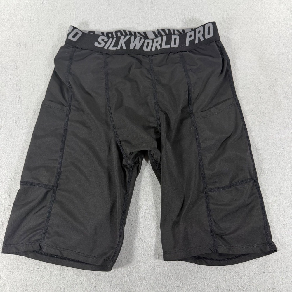 Silkworld Compression Shorts Mens Small‎ Black Athletic Running Pockets